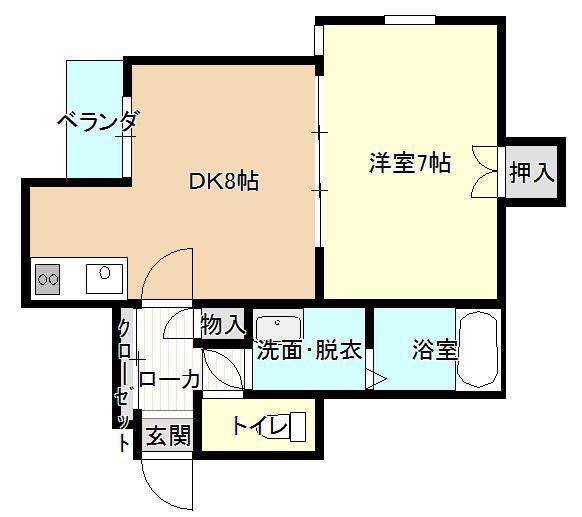 リバティープラザ呉服町(1DK/7階)の間取り写真