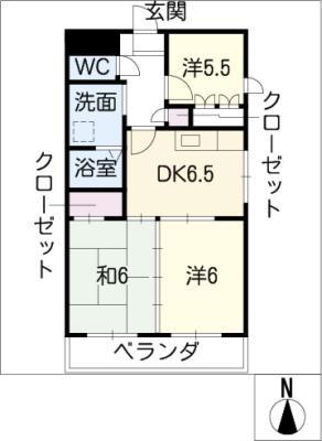 セントラルハイツ植田(3DK/1階)の間取り写真
