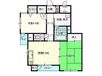 ライオンズマンション十日町(2DK/11階)の間取り写真