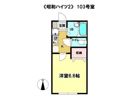 昭和ハイツ2(ワンルーム/1階)の間取り写真