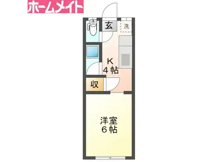 プリモピアット(1K/1階)の間取り写真