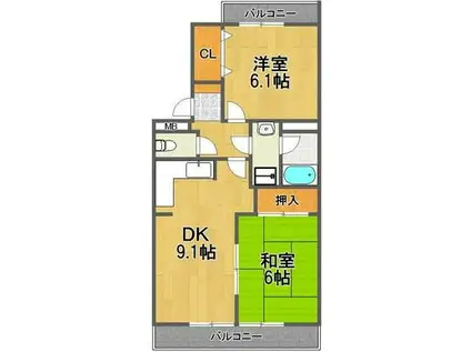 第3春実マンション(2DK/4階)の間取り写真