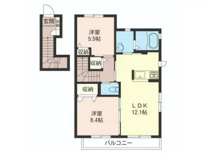 メゾンドリリー(2LDK/2階)の間取り写真