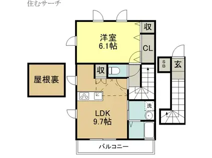 エスポアナルカワ B棟(1LDK/2階)の間取り写真