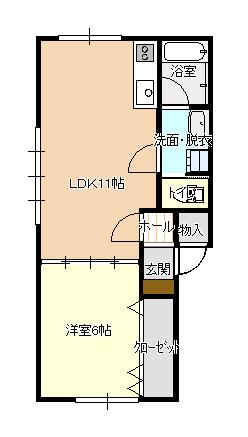 コーポステーション A棟(1LDK/1階)の間取り写真