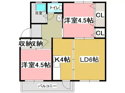 高峰コーポ(3K/3階)の間取り写真