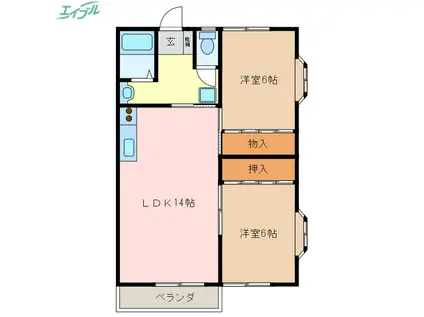 橋本ハイツ(2LDK/2階)の間取り写真
