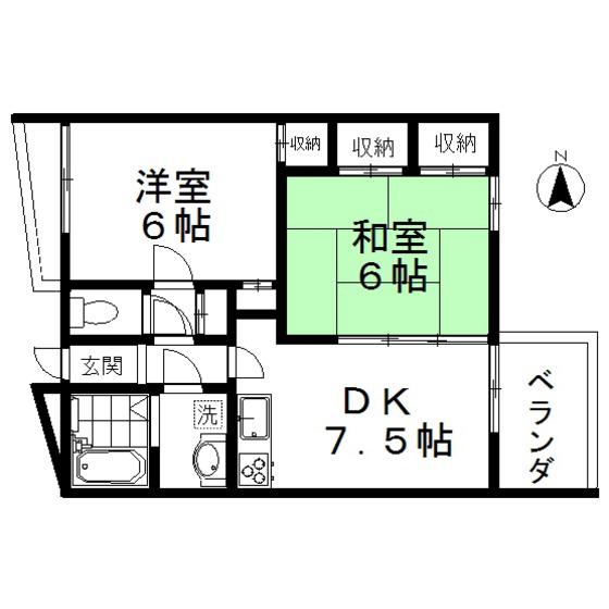 たかはし楠ノ木(2DK/4階)の間取り写真
