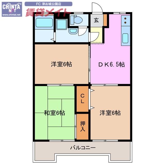 メゾンアワヤ(3DK/2階)の間取り写真