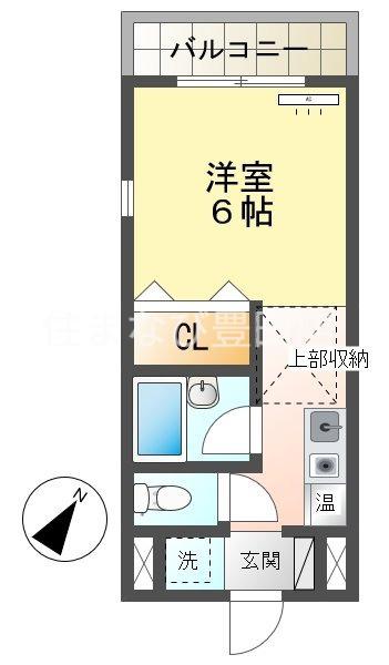 ラ・シャーム(ワンルーム/2階)の間取り写真