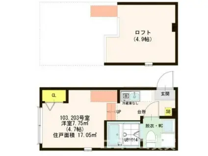 ハーモニーテラス西加平(ワンルーム/1階)の間取り写真