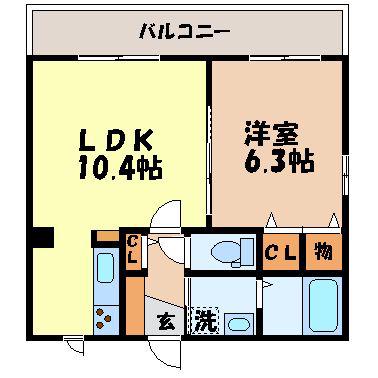 サンパティック亀野(1LDK/1階)の間取り写真