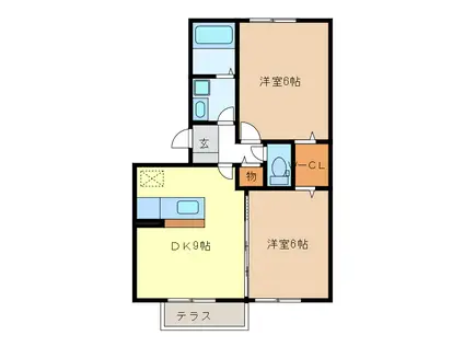 プレミール ボヌール(2DK/1階)の間取り写真