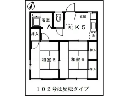 コーポやまA(2K/1階)の間取り写真