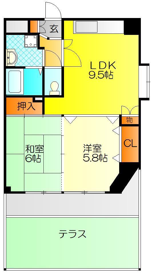 サン・フローラ中川(2LDK/1階)の間取り写真