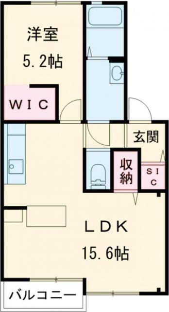 ヴィラグランデ繁松C棟(1LDK/2階)の間取り写真