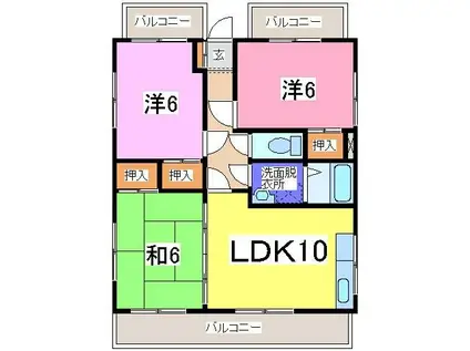 ウィスティア壱番館(3LDK/5階)の間取り写真