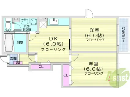 21センチュリーホーム(2DK/1階)の間取り写真