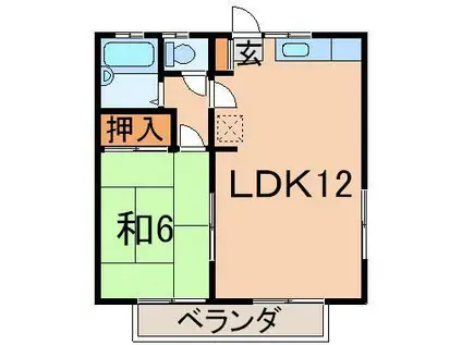 カーサスミキ2(1LDK/2階)の間取り写真
