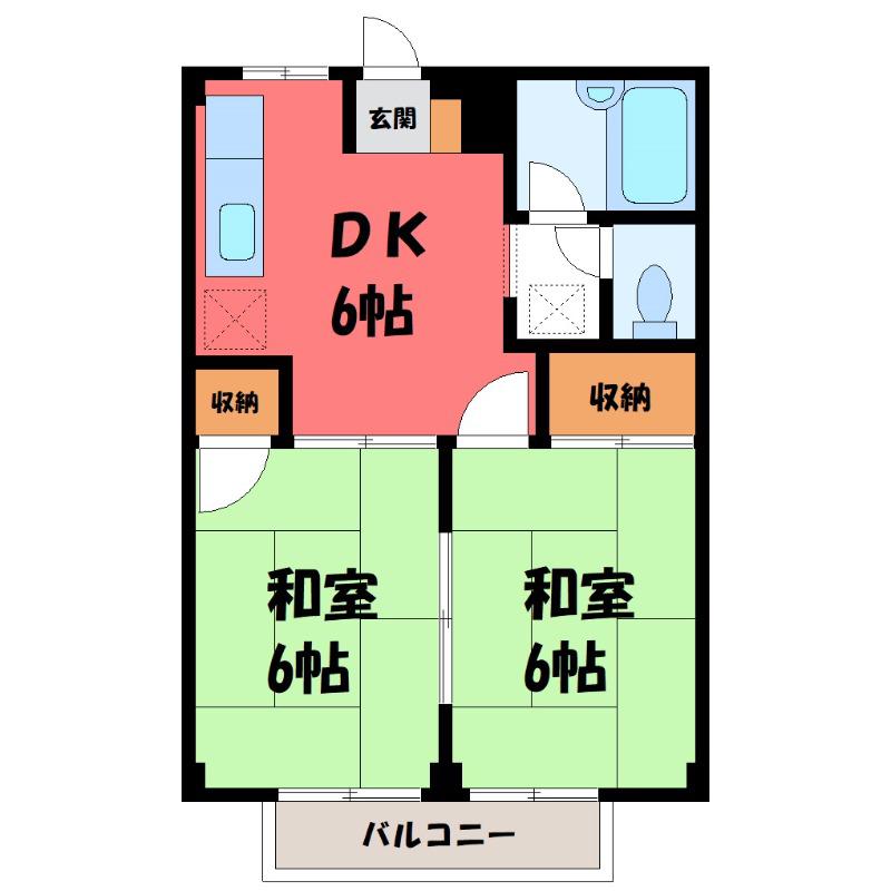 シティーハイツ小八木 B(2DK/2階)の間取り写真