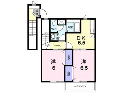 ニューセンチュリースクェアーB(2DK/2階)の間取り写真