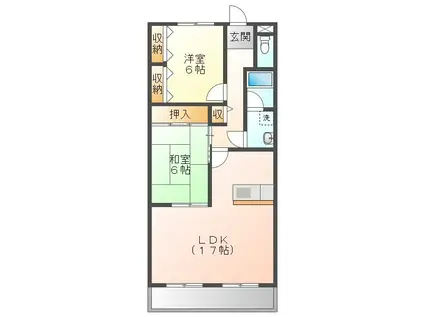 ファミーユすなごA(2LDK/2階)の間取り写真