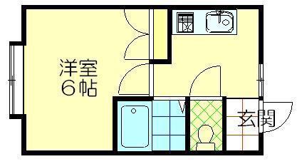 パスカルハイツII(1K/2階)の間取り写真