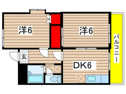 ウ・ボーヌンク石橋(2DK/1階)の間取り写真