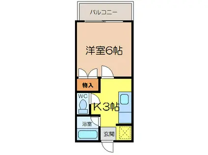 ロア高木瀬21(1K/2階)の間取り写真