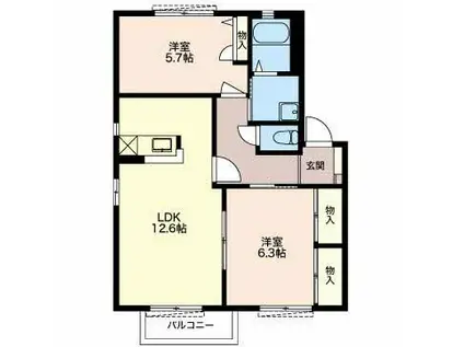 VANTAGE B(2LDK/2階)の間取り写真