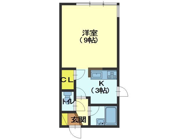 ノースコート深堀I(1K/4階)の間取り写真