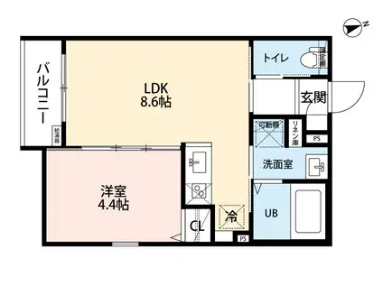 ROBOT HOME 鶴里 THE PARK(1LDK/2階)の間取り写真