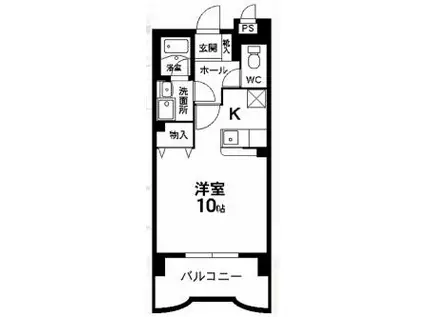 JR東北本線 盛岡駅 徒歩10分 6階建 築24年(1K/3階)の間取り写真