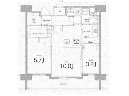 エンクレスト天神LINK(2LDK/13階)の間取り写真