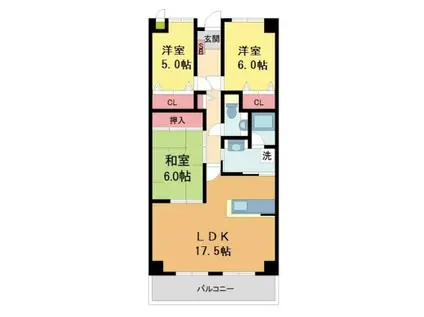 サンテ東甲子園(3LDK/2階)の間取り写真
