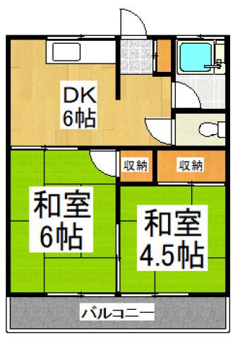 コーポ峰(2DK/2階)の間取り写真