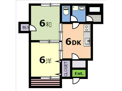 菊川リバティ(2DK/1階)の間取り写真