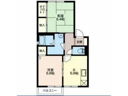 プレシール旭(2K/2階)の間取り写真