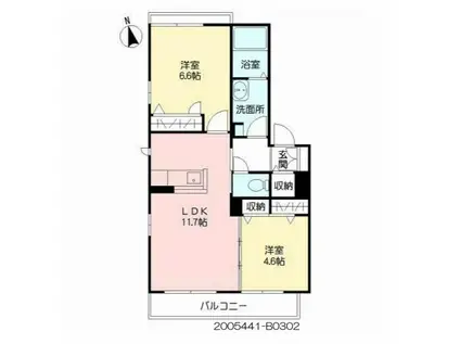 トップスターコート宮崎 B棟(2LDK/3階)の間取り写真