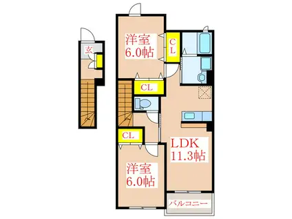 レジデンス・サンライズII(2LDK/2階)の間取り写真