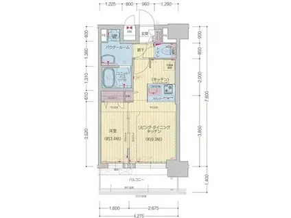 フレサンス太閤通駅前デュプル(1LDK/13階)の間取り写真