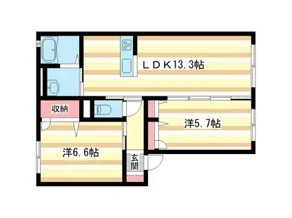 シャーメゾン・ベルデ(2LDK/1階)の間取り写真
