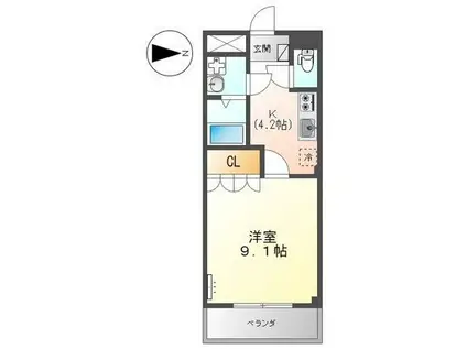 ウィスティリア(1K/2階)の間取り写真