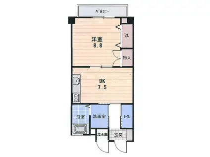 リッチ・キャッスルI(1DK/4階)の間取り写真