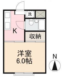 春日Kコーポ(1K/1階)の間取り写真