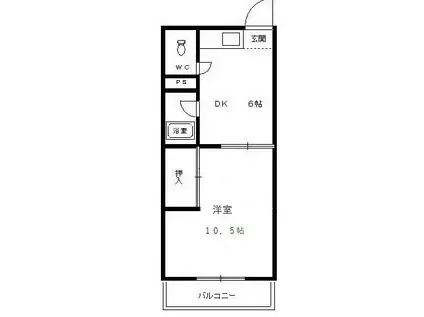 川島第二ビル(1DK/3階)の間取り写真