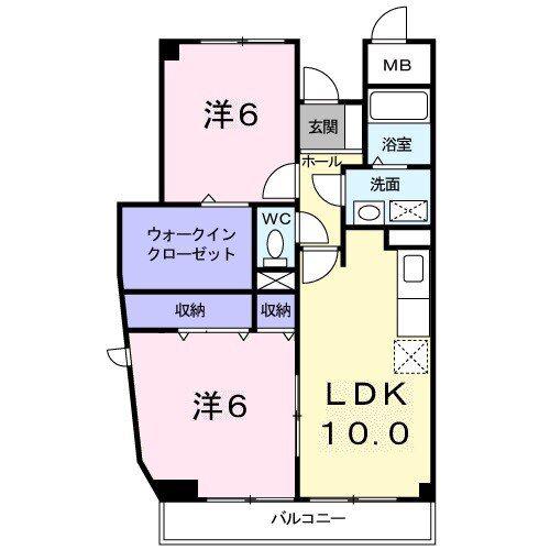 クレールコート(2LDK/2階)の間取り写真