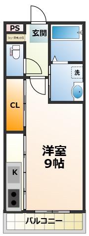 パルファン鳳(1K/1階)の間取り写真