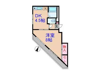 パレスハウイン(1DK/2階)の間取り写真