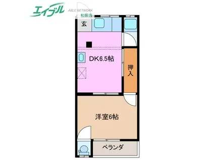 アンティークTS(1DK/1階)の間取り写真